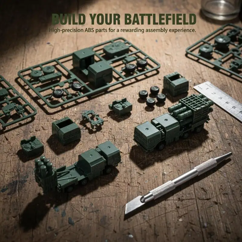 1/144 China HQ-16 Air Defense Missile Launcher 4D Assembled Chariot Simulation Model Sand Table Toy No Glue Required