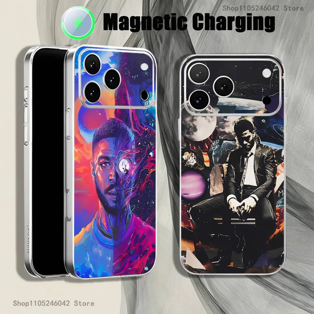 

K-Kid Cudi INSANO для iPhone 17,16,15,14,13,12,11, Pro, Max, Plus, Mini, SE Прозрачный белый чехол для телефона с магнитной беспроводной зарядкой