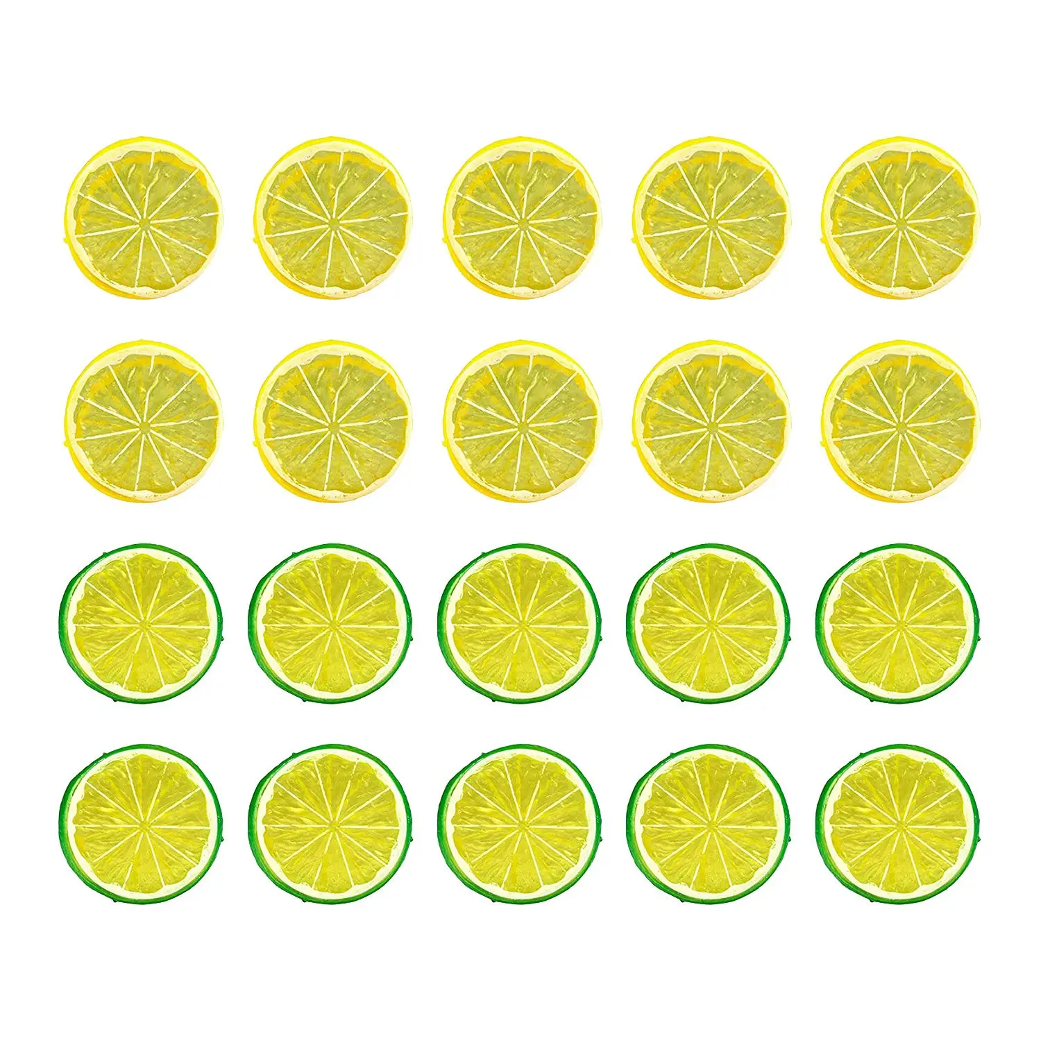 20Pcs 2in Artificial Lemon Slices,Simulation Decorative Fake Fruit Wedding Ornament Festival Decor Photography Props