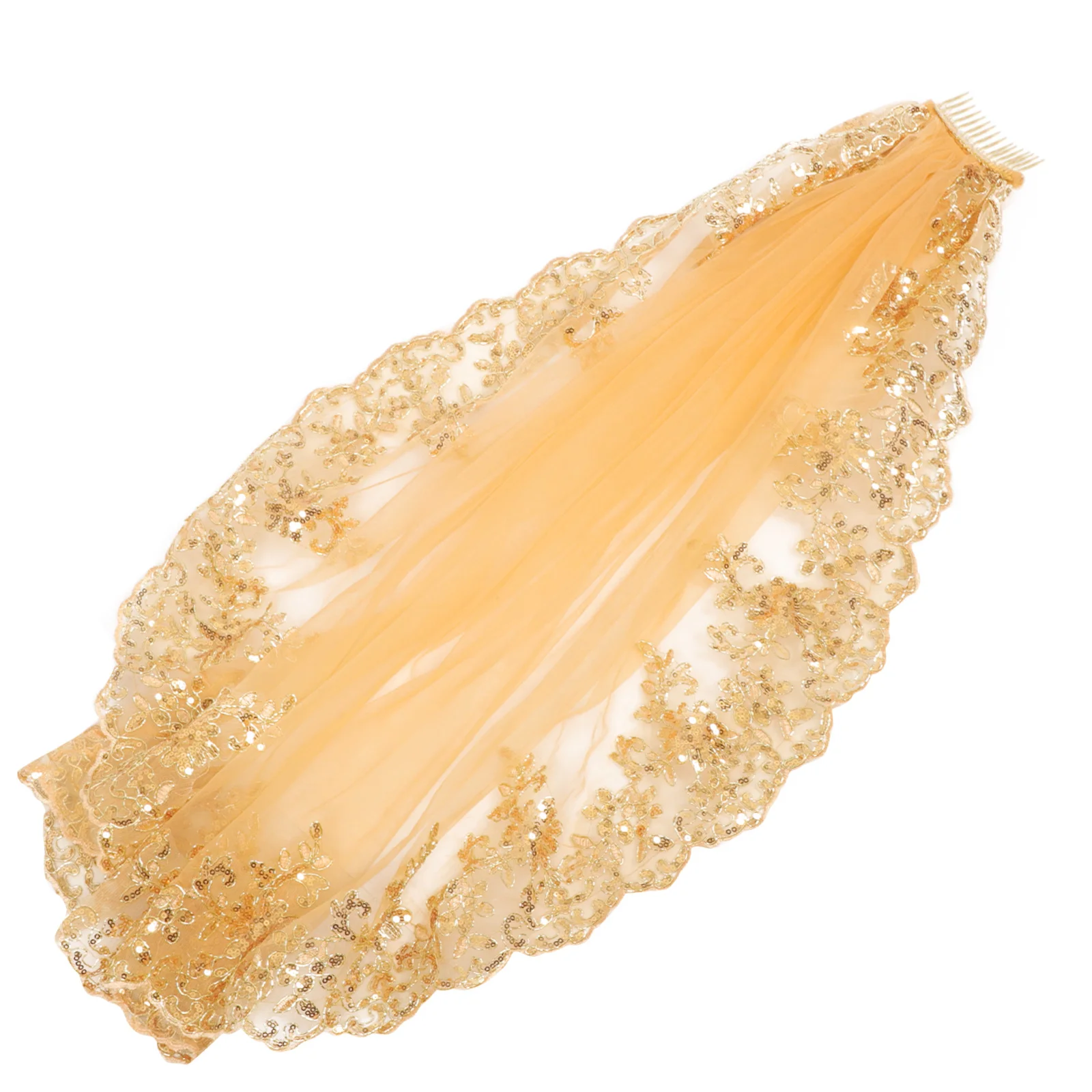 Gouden Bruidssluier Lange Bruidssluier Pailletten Bruiloft Haaraccessoire Feest Vrijgezellendecoratie Lichtgewicht Elegant