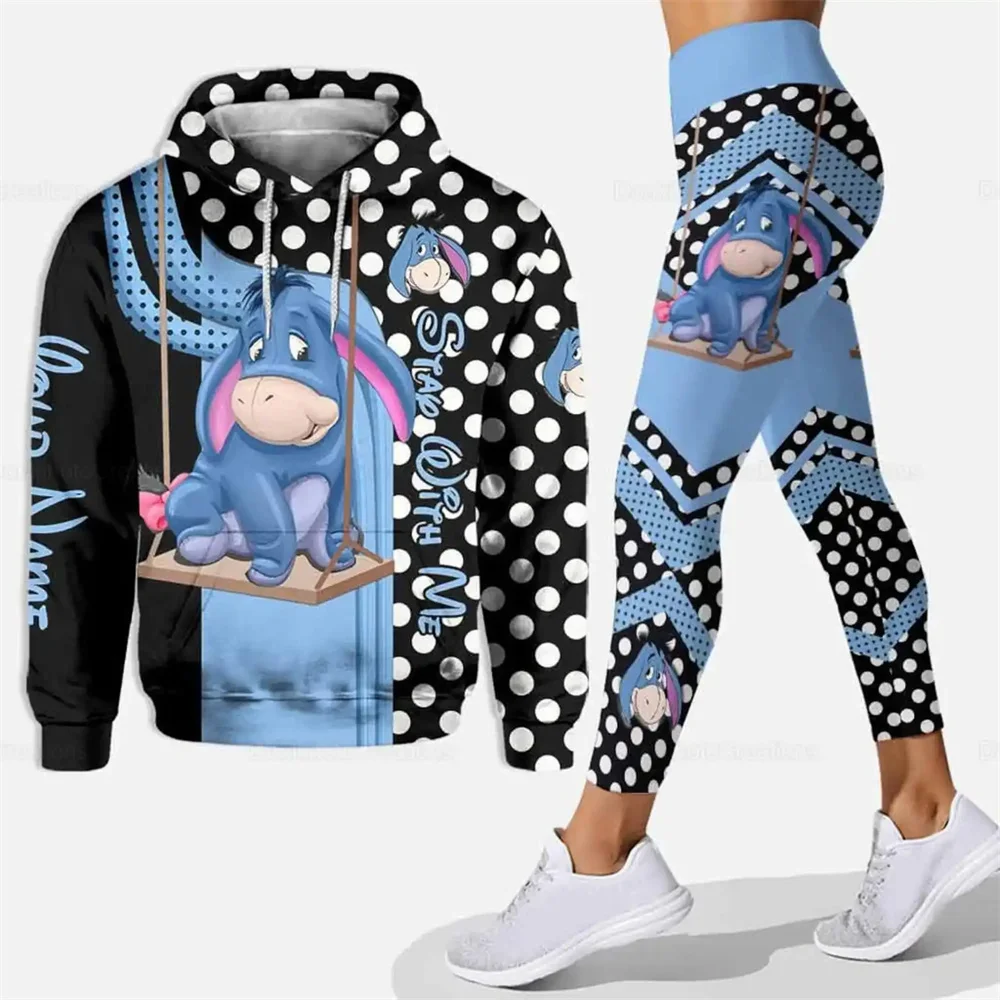 Sweat à capuche personnalisé Winnie l'ourson 3D pour femme, ensemble pantalon de Yoga, Leggings de Yoga Disney, pantalon de survêtement, costume de sport à la mode