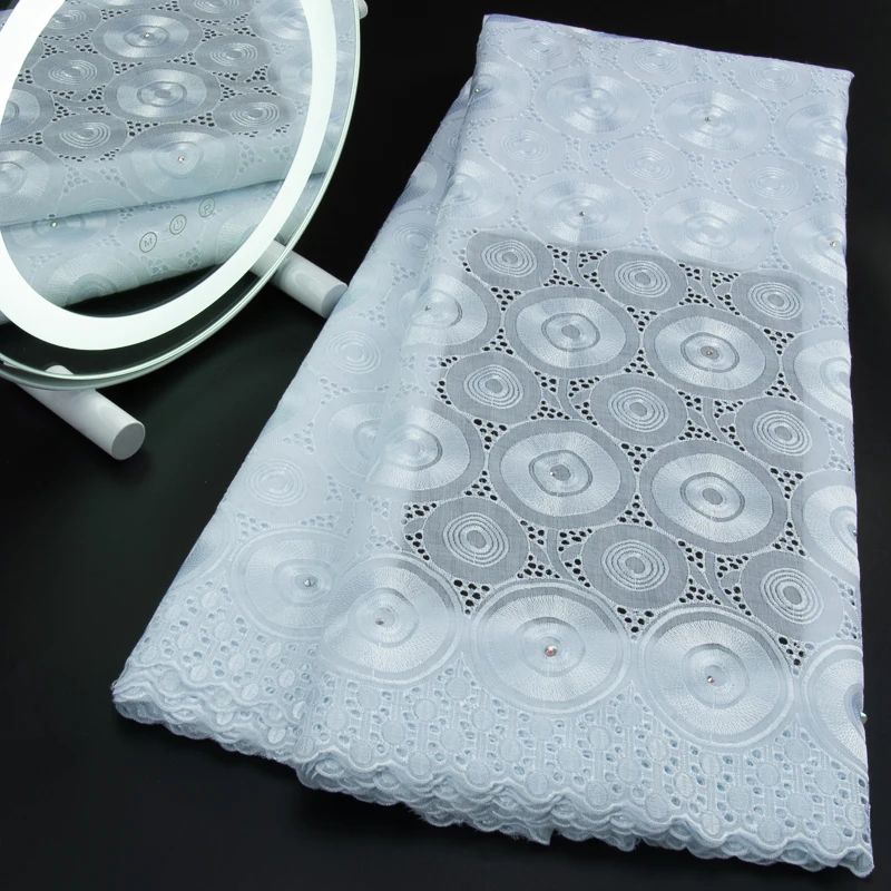 

White African Cotton Lace Fabric 5Yards 2023High Quality African Swiss Voile Lace Fabric For Party Evening Dresses Sewing A 3188