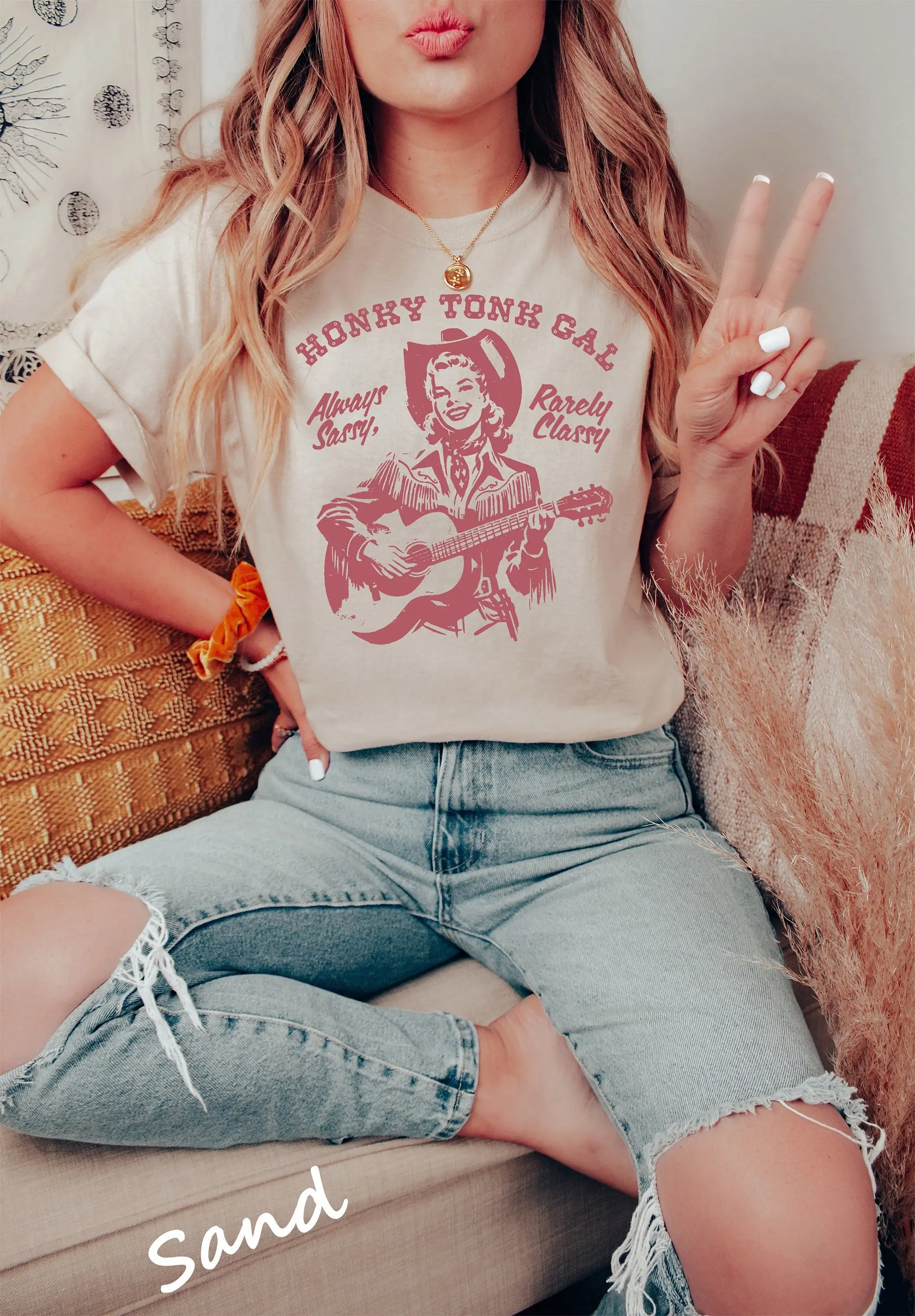 Honky Tonk Gal Always Sassy Rarely Classy T Shirt Cowgirl Western 90'S Country Rodeo