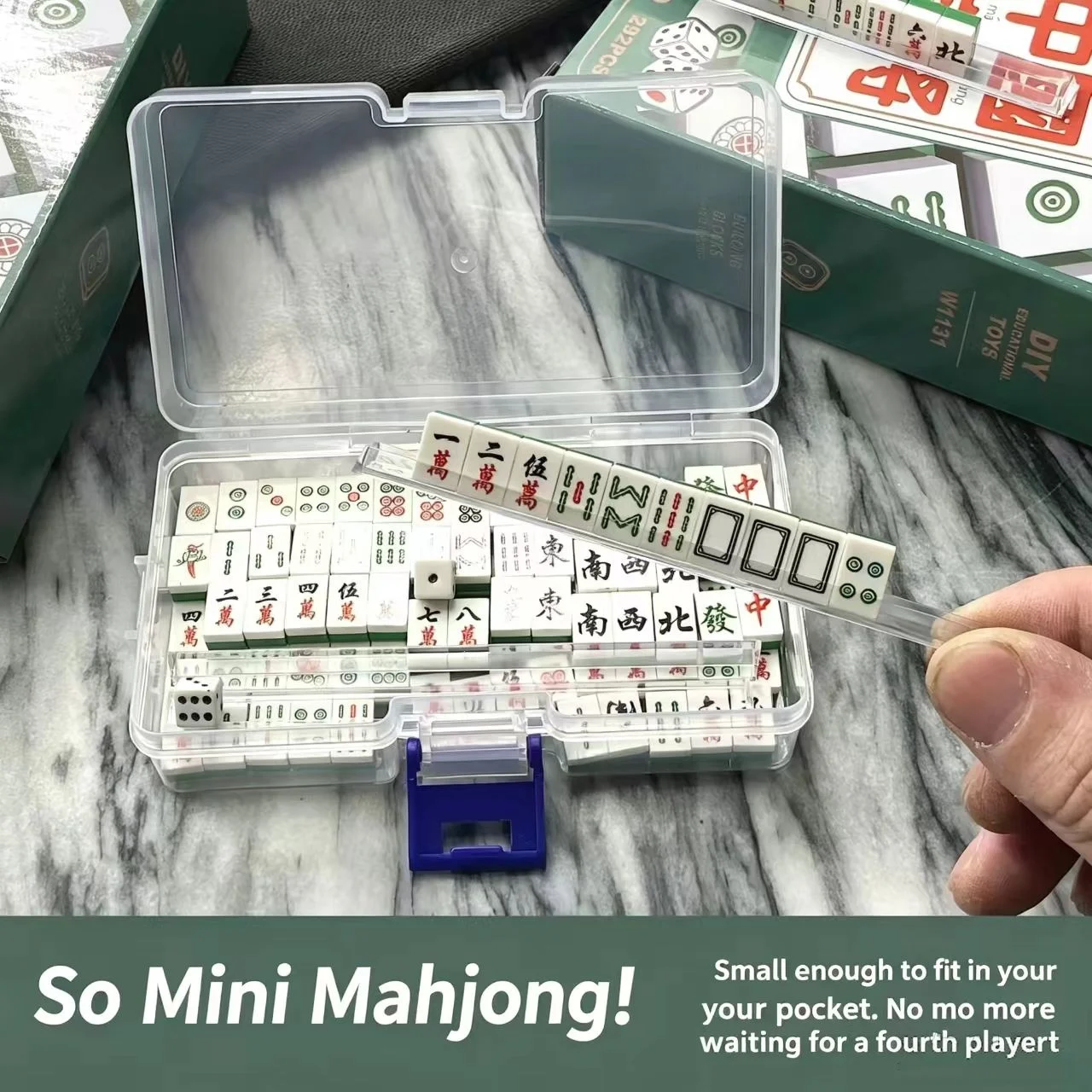 Mini Chinese Mahjong Game Set, Lightweight Portable Travel Mahjong Kit with Organizer Case for Outdoor Camping and Casual Gather