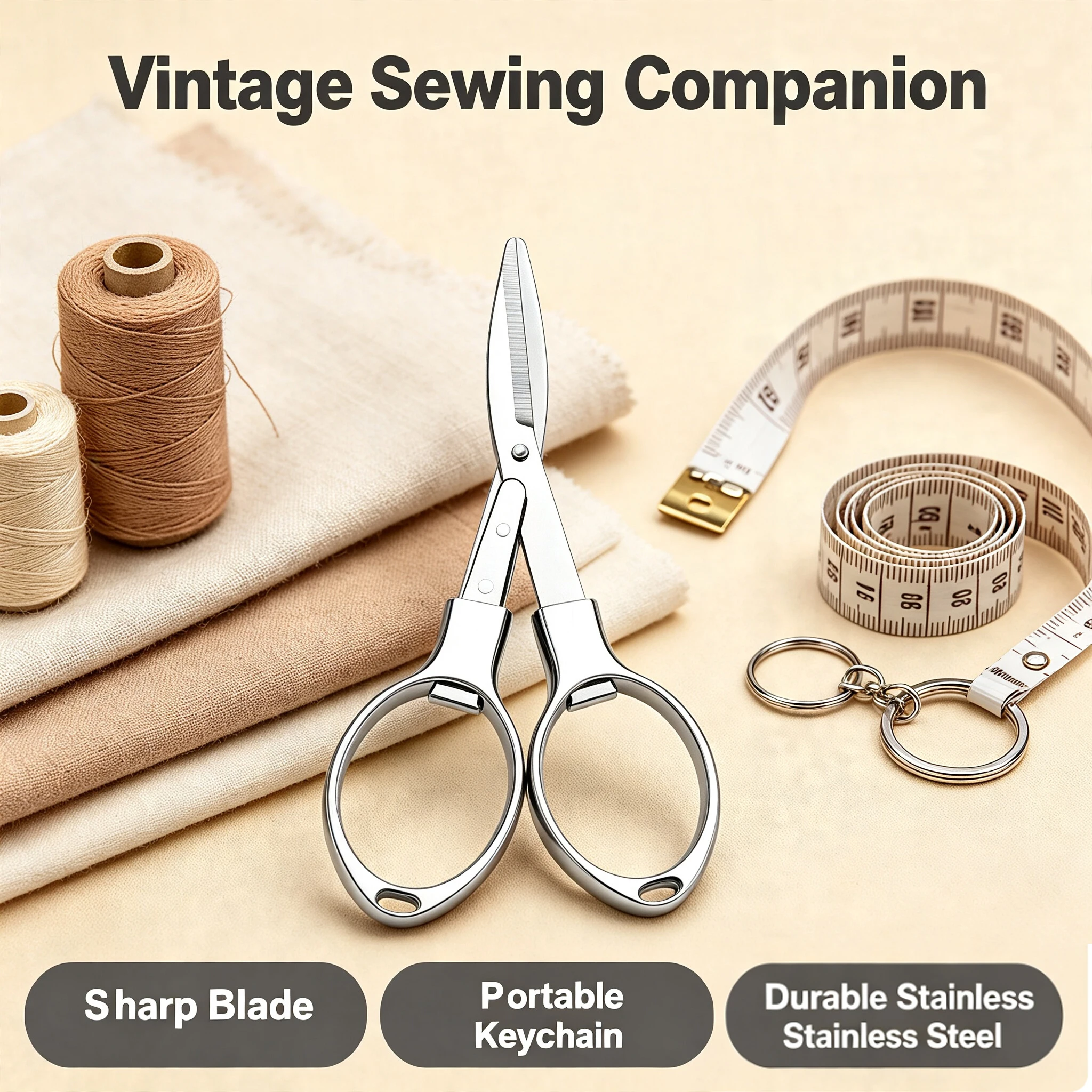Foldable Stainless Steel Vintage Scissors Sewing Fabric Cutter Embroidery Cute Scissors Tailor Scissor Thread Sewing Tools NEW