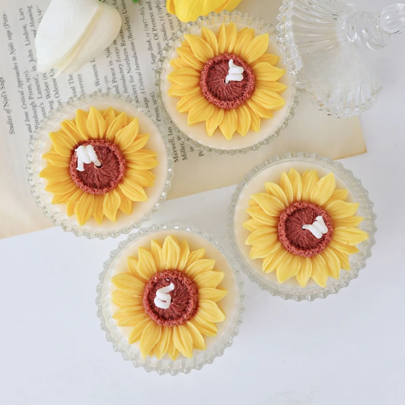 3D Sunflower Petal Aromatherapy Candle Silicone Mold Creative Plaster Craft Decoration Handmade Soap Mold