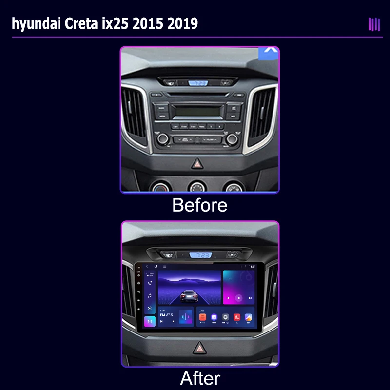 roadivox Android car radio for hyundai Creta ix25 2015 2019 stereo GPS Navigation video Multimedia Player tape recorder  carplay