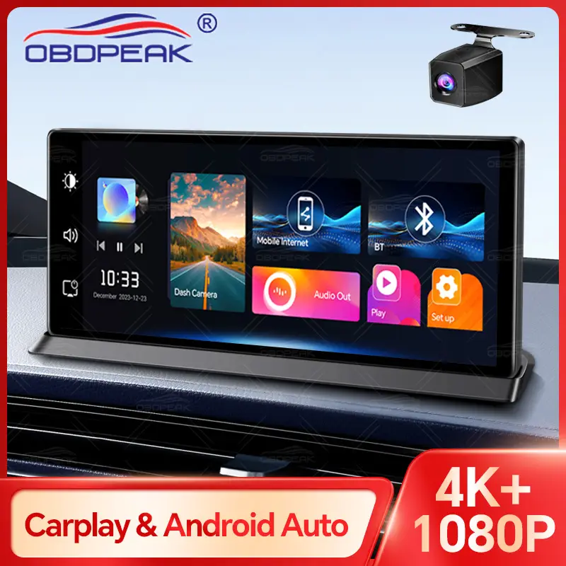 Carplay sem fio Android Auto Ai Screen Dash Cam, gravador de vídeo Dual Len, painel de navegação GPS, câmera DVR 4K, K2 Pro, 11,3"