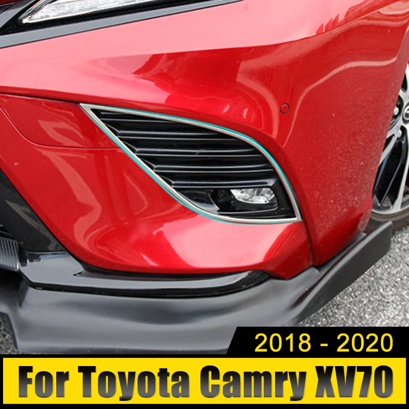 

Stainless Steel Car Front Fog Lamp Cover Trim Frame Stickers Decoration Accessories For Toyota Camry XV70 SE XSE 2018 2019 2020