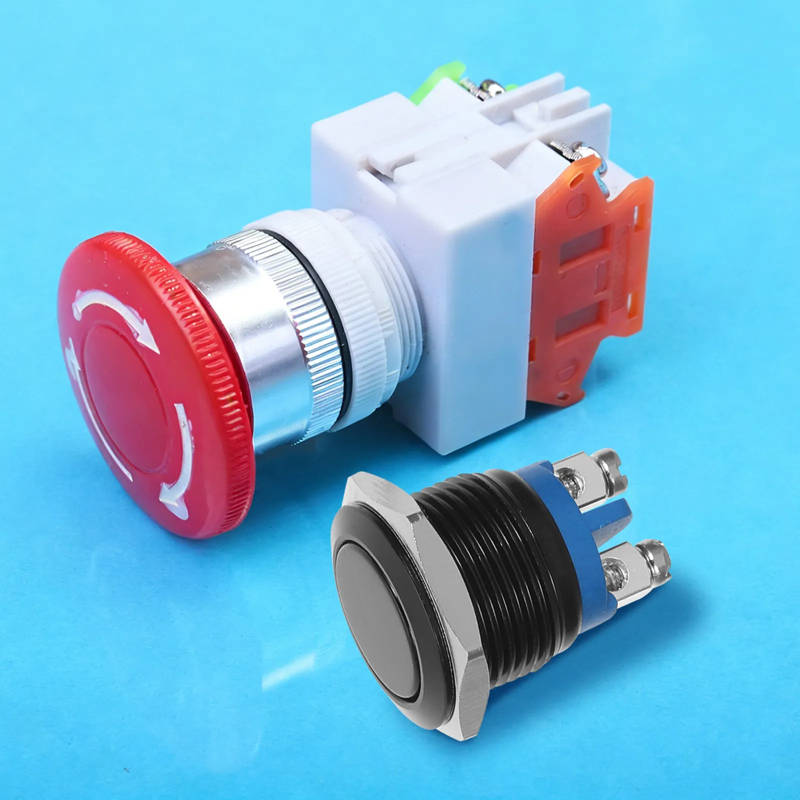Momentary Push Button Switch Metal Shell 16mm Black Heavy Duty Push Button for Car Suv Truck Boat Electromagnetic Starter