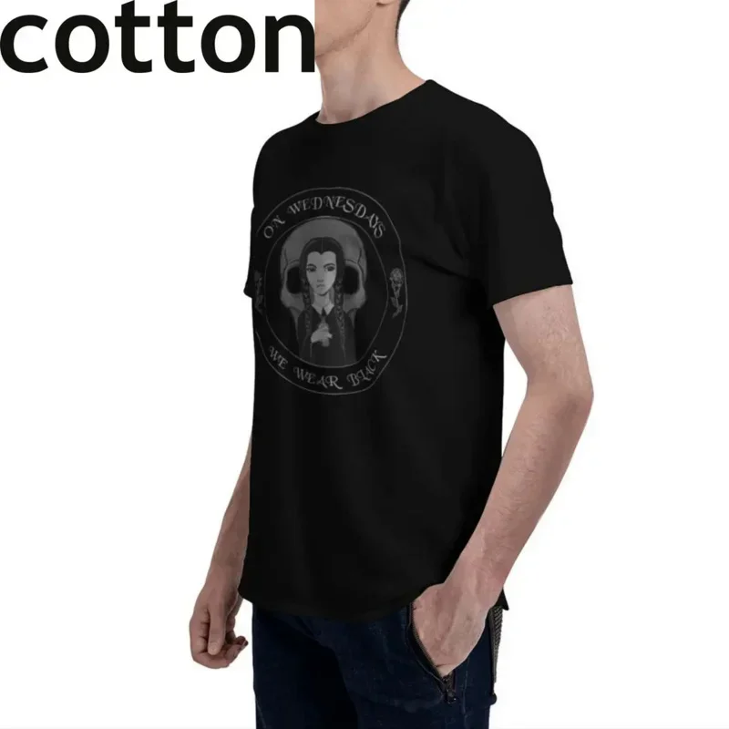 On Wednesdays We Wear Black T Shirt Streetwear Women 100%Cotton Graphic Tshirts Short Sleeve Custom Shirt Men clothing