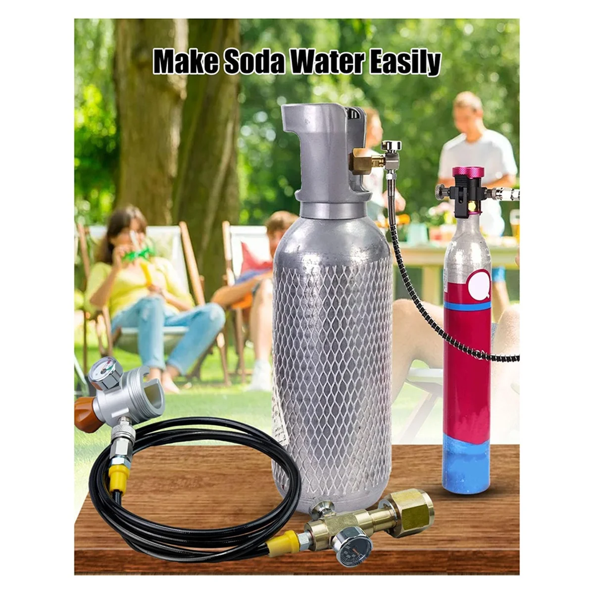 ABNJ Soda Filling Co2 Adapter W/Horse & Soda Maker Accessories, Quick Connect Pressure Gauge Refill Adapter