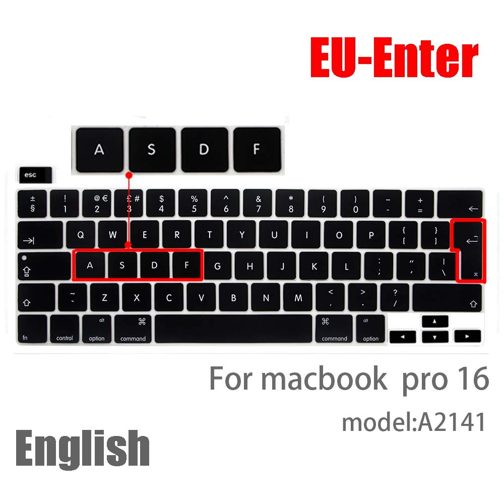 Macbook pro16キーボード用保護フィルム,ロシア語,フランス語,スペイン語のディスプレイ,a2141