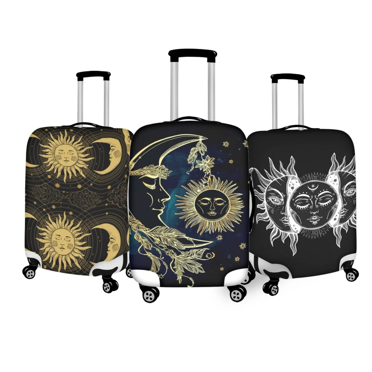 Sun with Moon Pattern Luggage Cover Accessory Elastic Removeable Baggage Covers for 18-32 Inch Suitcase Anti-dust Case Cover