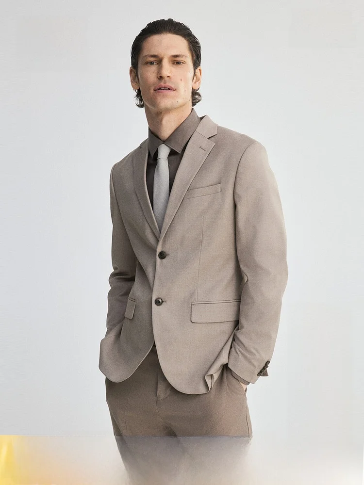 

H&M Standard Fit Single-Button Suit Jacket Long Sleeve Youthful Energy Style Double Slit Back Regular Thickness Autumn