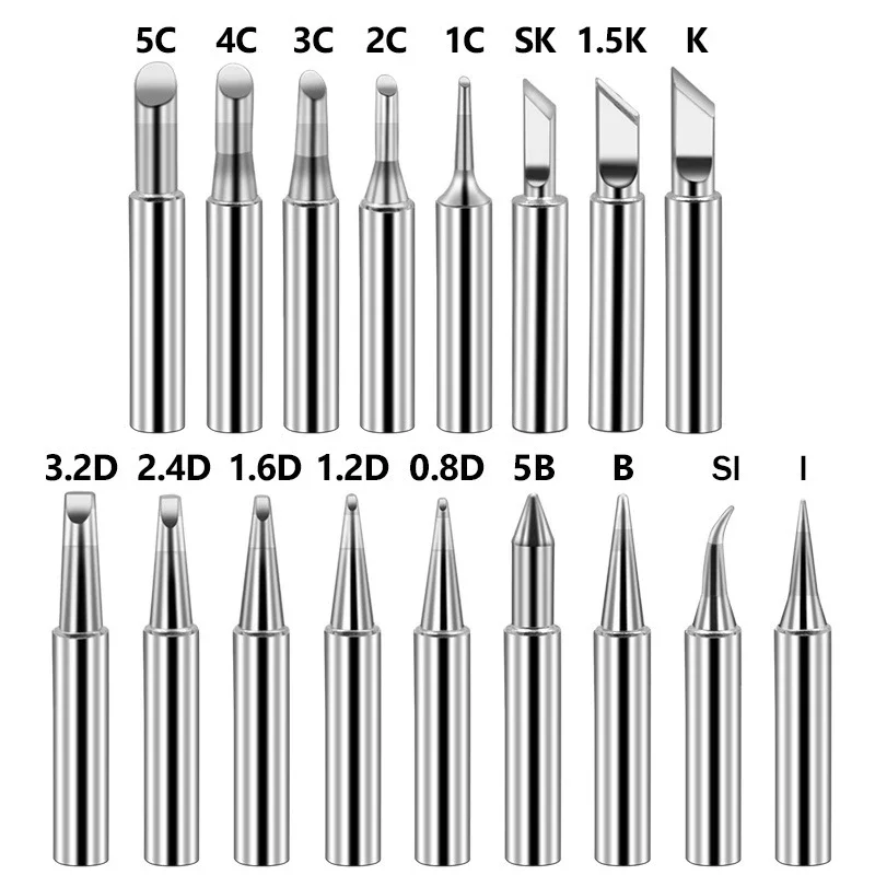 

15/17pcs Soldering Iron Tips Set 900M Copper Welding Heads BGA Tools fit 936/937/938/969/8586/852D Hakko Atten Quick Saike tool