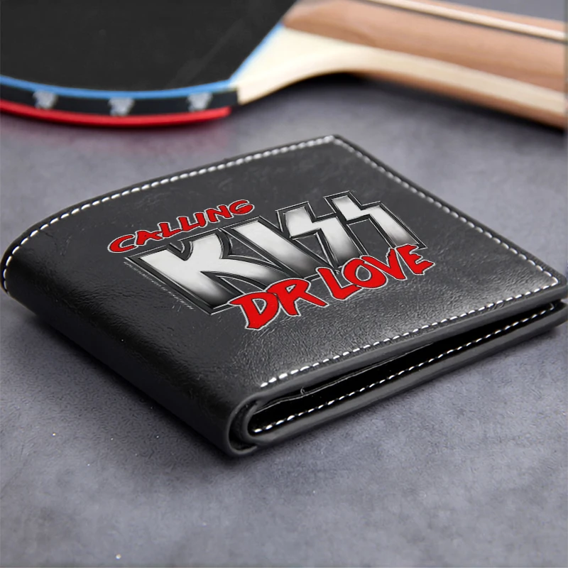 KISS DR LOVE CALLING PU LEATHER MEN'S COMPACT WALLET LIGHTWEIGHT DURABLE BUSINESS STYLE ACCESSORY FOR MODERN GENTLEMEN