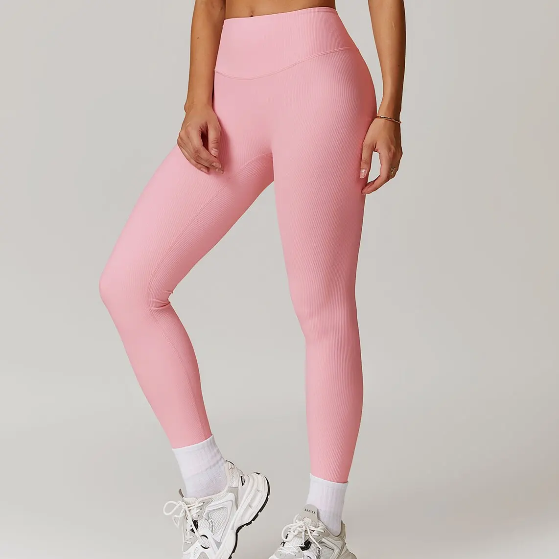 Leggings sportivi a righe da allenamento per donna Vita alta Atletico Allenamento yoga all'aperto Pantaloni da motociclista fitness Leggings da palestra Sollevamento del sedere