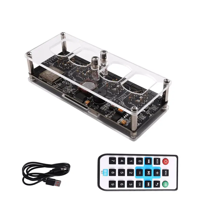 RMWIN-Remote Control Type-C Power Nixie Clock Base Glow Tube WIFI Clock Featuring Time Display 12H/24H W Temperature Functionali