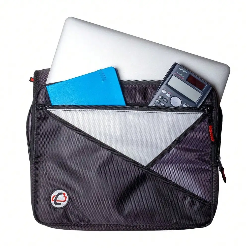 13" Laptop 3-Ring Zipper Binder Black, School & Office Organizer with Compartments, Secure Document & Tech Carrier