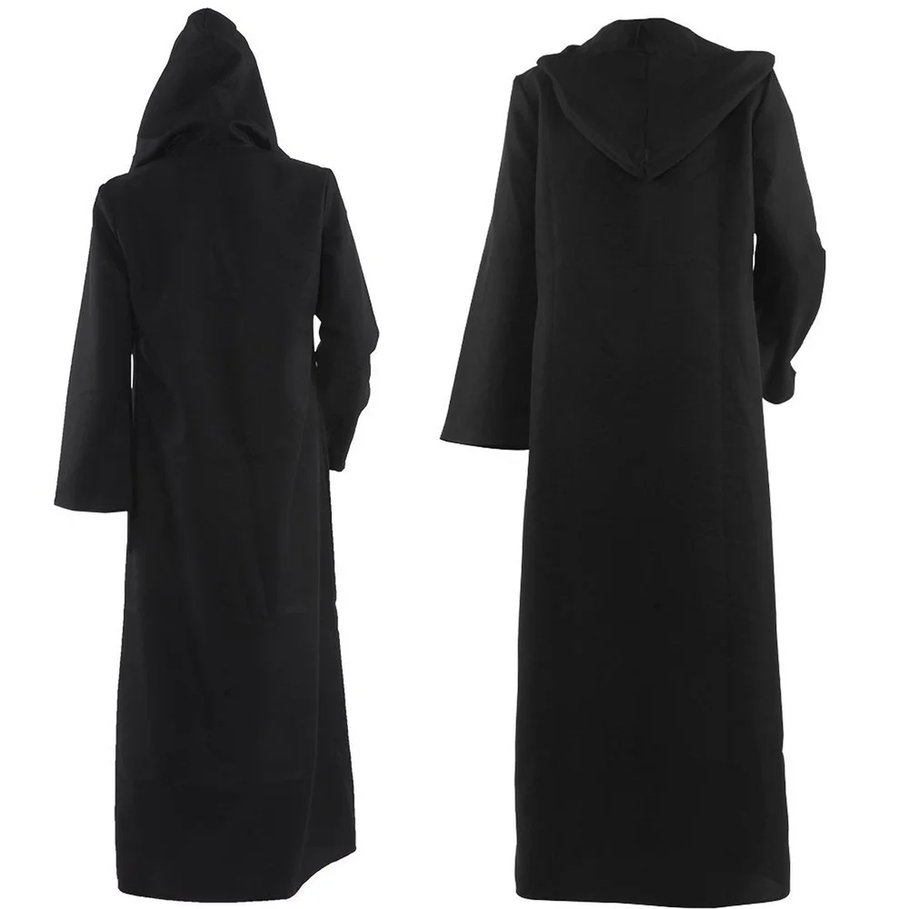 Men & Kids Tunic Hooded Black Robe Halloween Cloak Cosplay Costume Robe Wizard Cape Tunic Hooded Uniform
