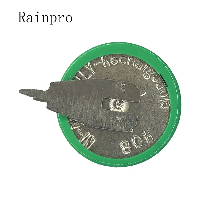 2 unids/lote 3,6 V 80mAh NI-MH Ni MH baterías con pines batería de botón recargable para lámpara de césped con memoria de reloj