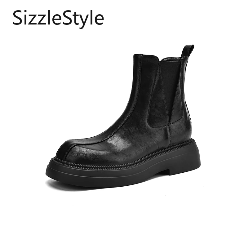 

Fashion Round Toe Stitching Comfortable Thick Sole Ladies Short Barrel Fashion Boots