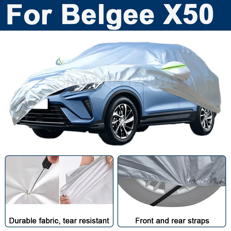 

Outdoor Full Car Cover For Belgee X50 with Reflective Strips Waterproof Snowproof Dustproof UV Protection Auto Accessories