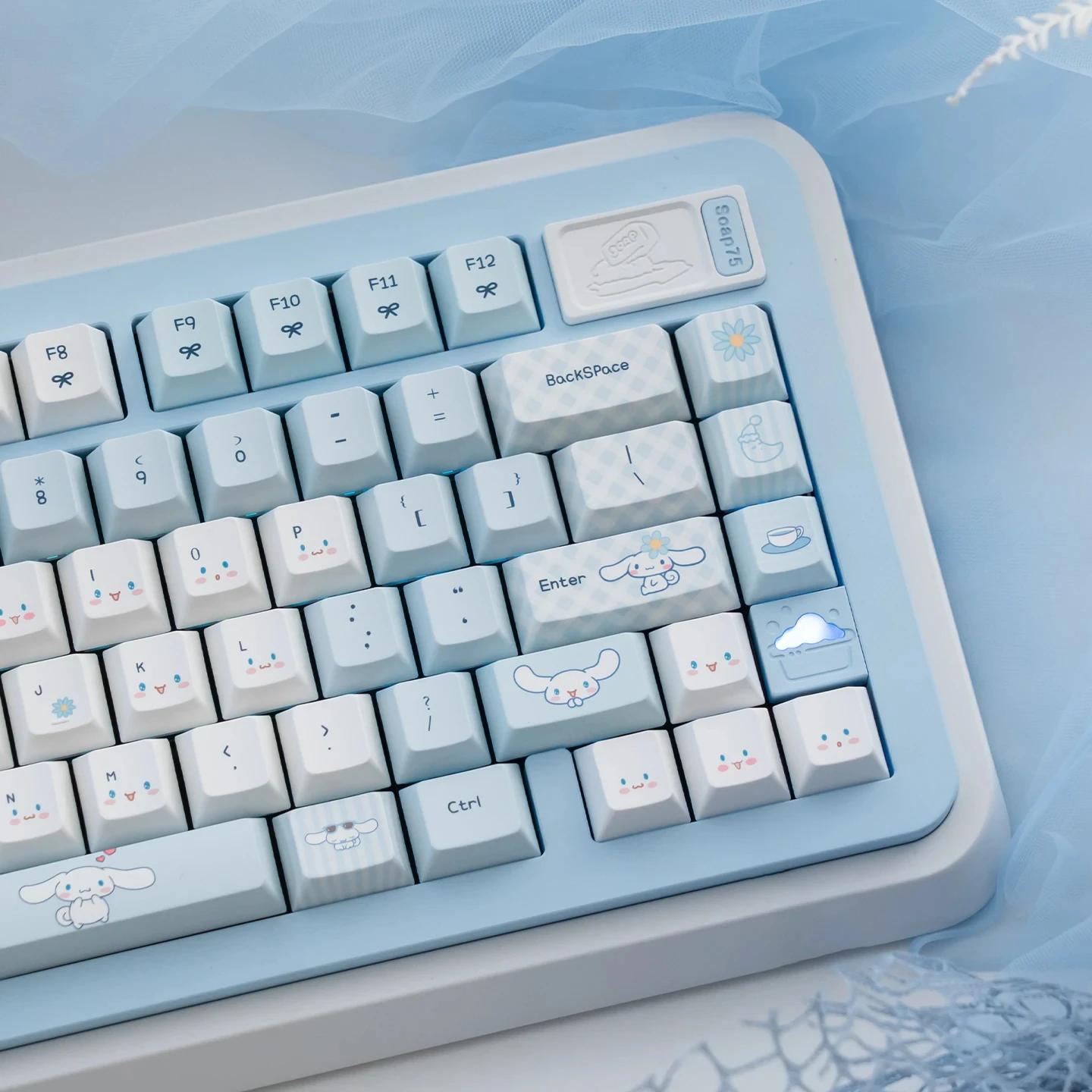 Kawaii Cute Sanrio Cinnamoroll Keycaps MOA Cherry Profile PBT Sublimation MX Switch ISO Alice Layout Mechanical Keyboard Keycap