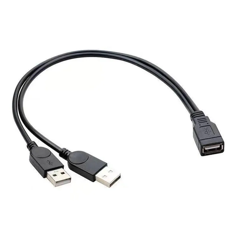 USB Cable Splitter Data Transfer Power Supply Cord 30CM USB2.0 Dual Female to Male Plug Wire Converter Charging Extend Line