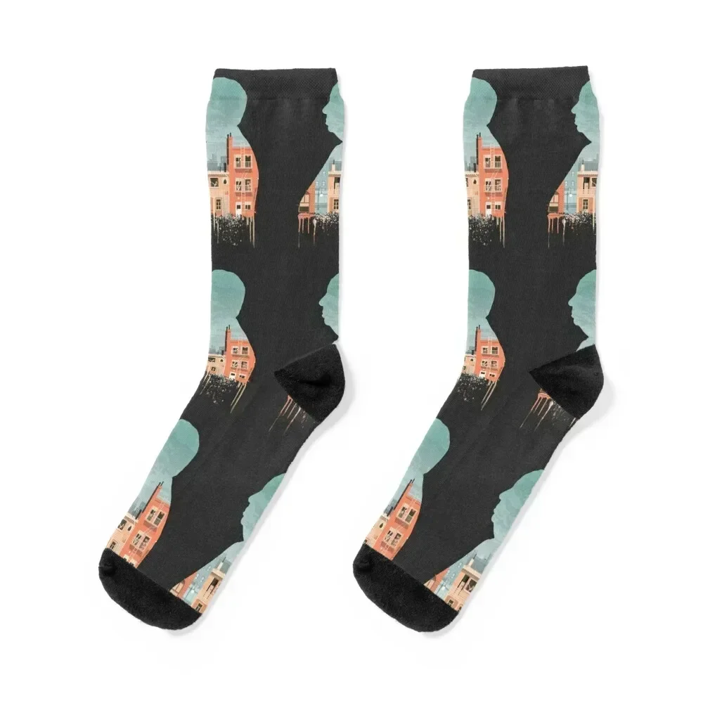 Alfred Hitchcock's Rear Window Illustration by Burro Socks Stockings man shoes christmas gifts luxury Women Socks Men's