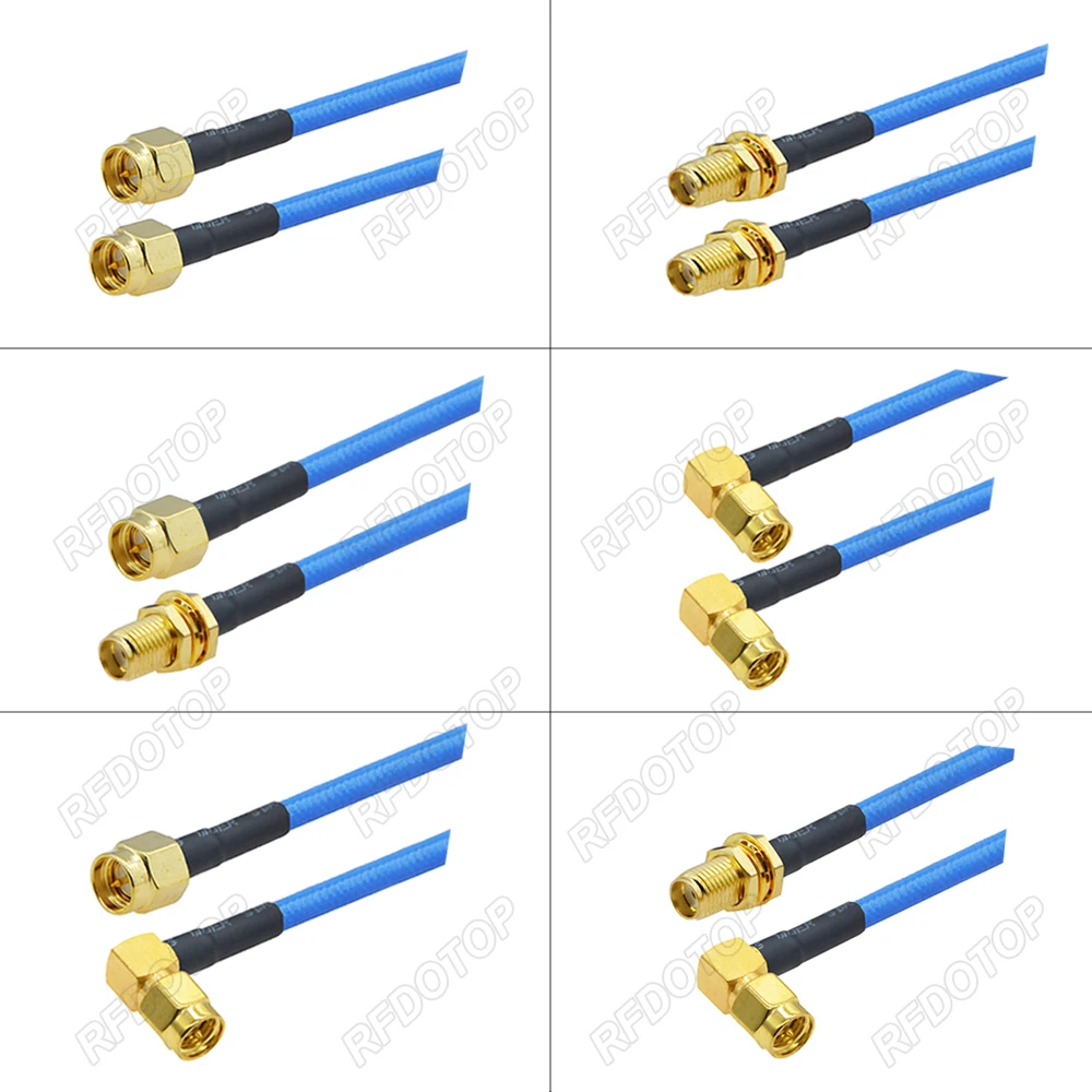 10m~20m SMA Male to SMA Female Connector Blue Color RG402 Semi Flexible High Frequency Low Loss Coaxial Cable 50 Ohm Fast Ship