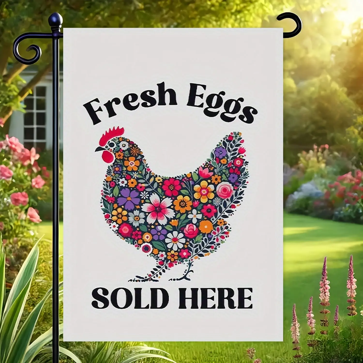 1 Pcs Garden Flag, Fresh Eggs SOLD HERE Garden Flags 12x18 Inch Double Sided, Spring Summer Yard Flags for Outside, Farmhous AAS