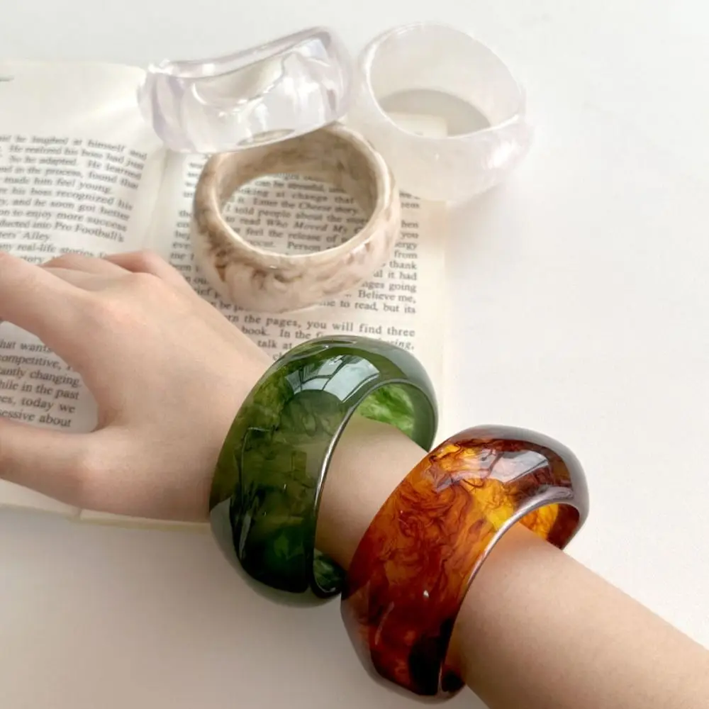 Unique Irregular Chunky Bracelets Bohemian Charm Resin Bangles Smudge Jewelry Gift Retro Hand Ring Gift