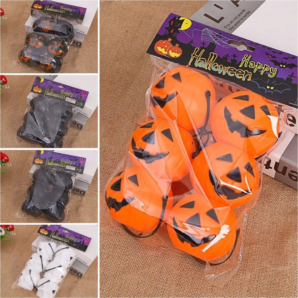 6 teile/satz Süßigkeiten Eimer Halloween Kürbis Eimer mit Griff Halloween Kürbis Süßigkeiten Eimer Mini Kürbis Eimer Kunststoff