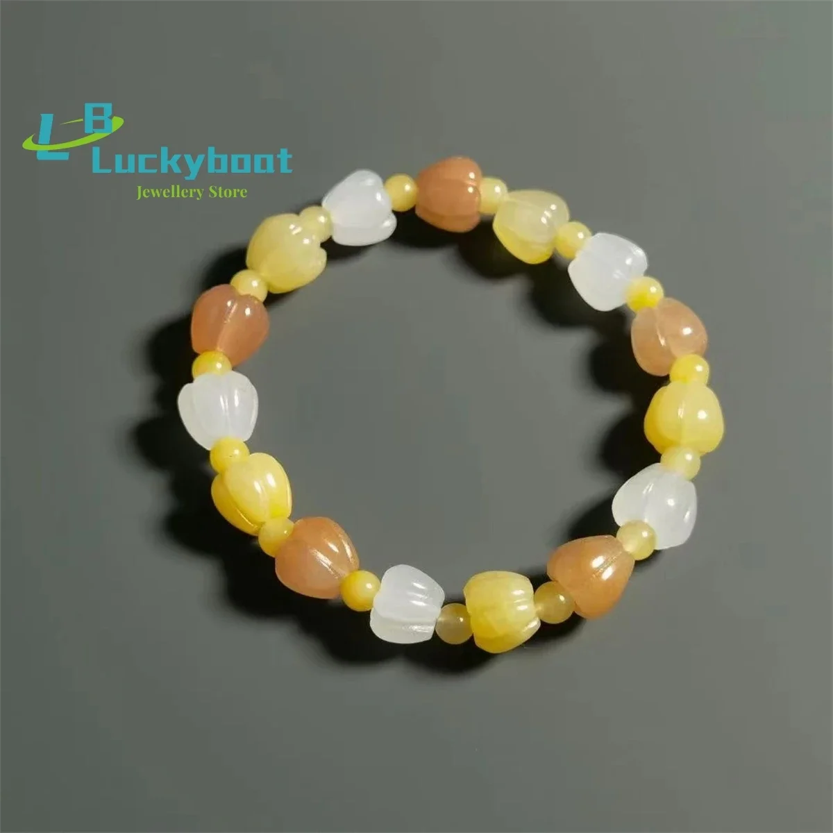 

Natural Golden Silk Jade Xinjiang Gobi Desert Duobao Bracelet Color Paired with DIY Small Chili Pepper Women Fashion Jewelry