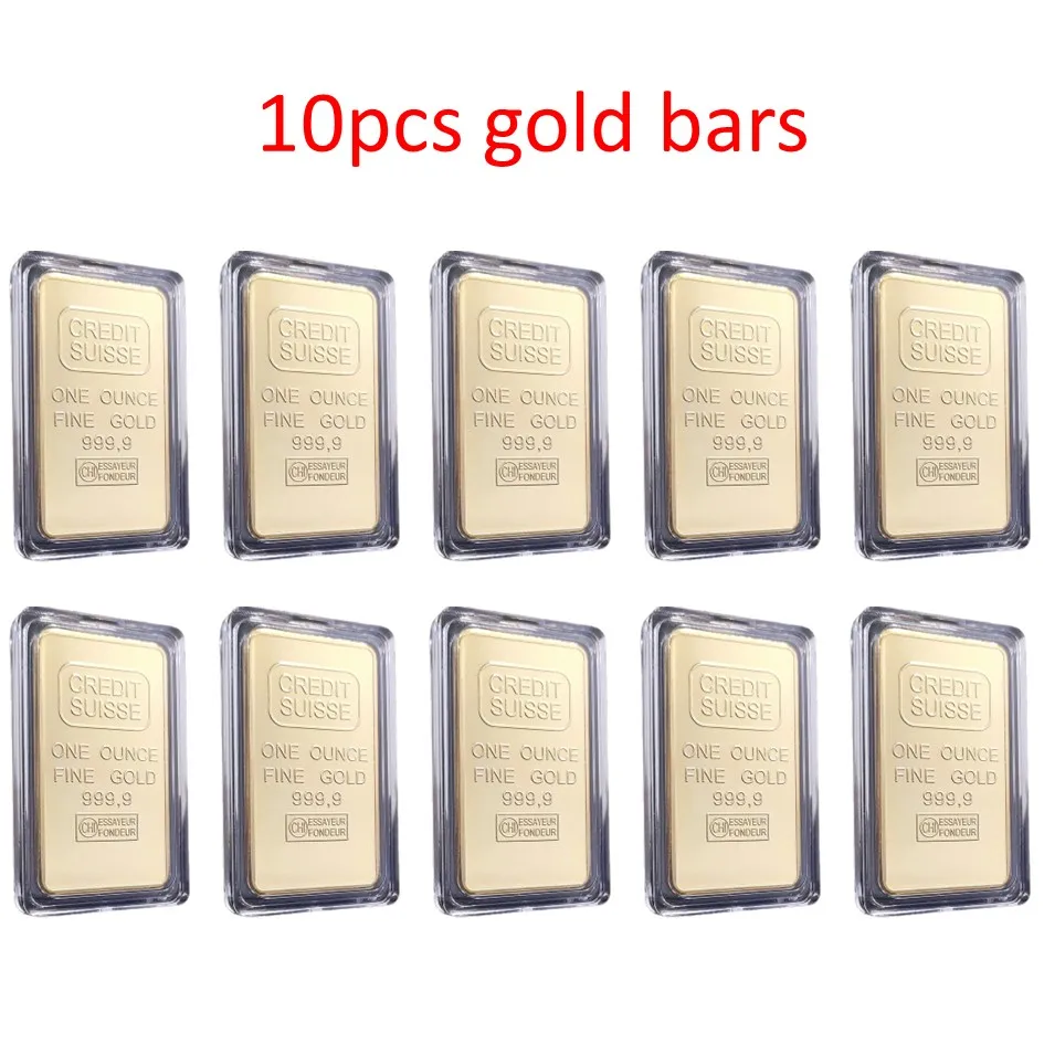 NONE 1/2/5/10 Stück One Ounce Suisse Gold Bar Schweizer Goldbarren Nachbildung Goldbarren mit verschiedenen Serienlasernummern 6