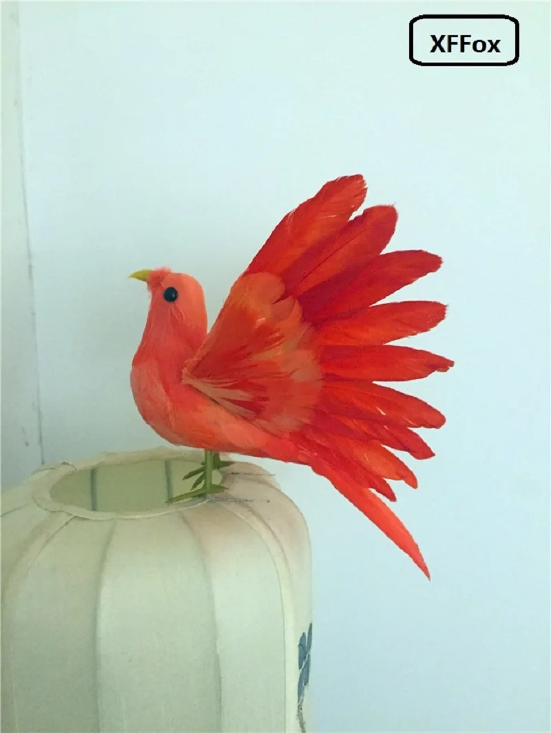 20cm Cute Simulation Red Bird Model with Foam & Furs Wings Soft Bird Gift Toy for Kids