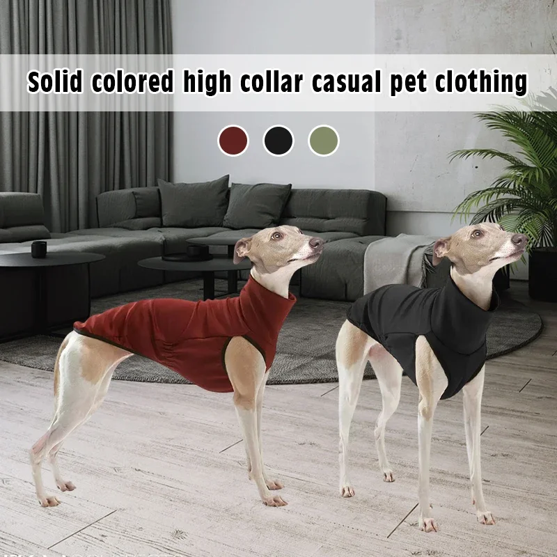 Greyhound Large Dog Clothes Warm Turtleneck Shirt Color Hound Stretch Dog Big Whip Medium Pullover Coat Vest Pet For Small Solid