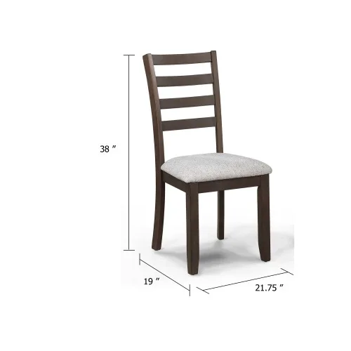 ！@Wogy Modern Portable Outdoor Garden Side Dining Chair Set 2 Brown Wood Ladder Backrest White Seats Eco-Friendly 5-Year Warrant