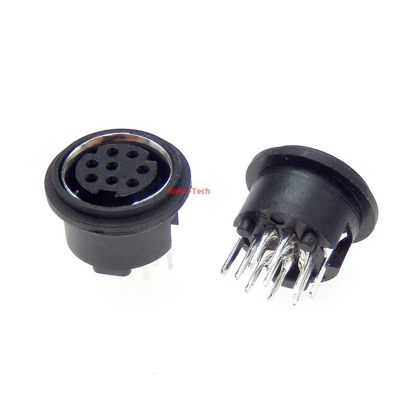 5Pcs 8 Pin Mini DIN Female Socket Connector 8Pin DIN PS2 Jack Mini Circular DIN Terminal Chassis Black