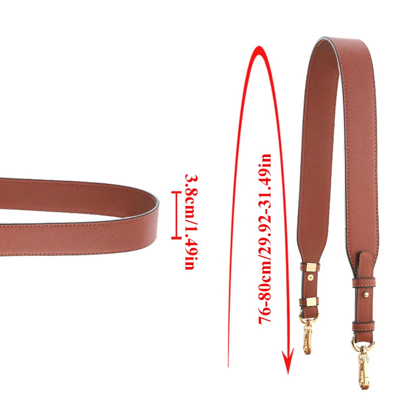 80cm Long PU Leather Bag Strap Accessories for handbags 3.8CM Wide Shoulder Bag Strap For crossbody Replacement Strap For Bags