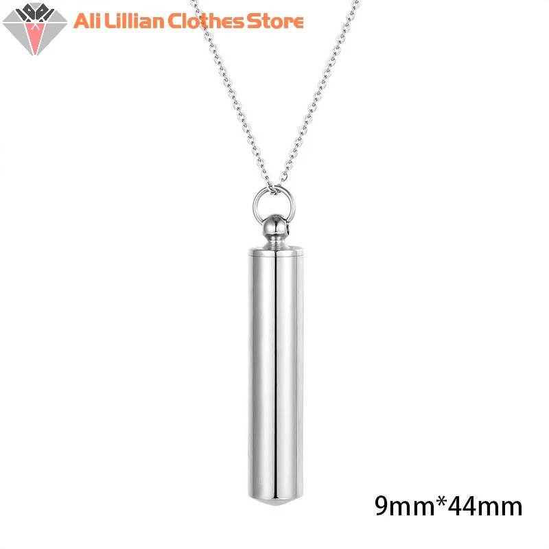 Hot Sale Stainless Steel Bottle Cremation jewelry Cylinder Tube Ash Urn Pendant Necklace
