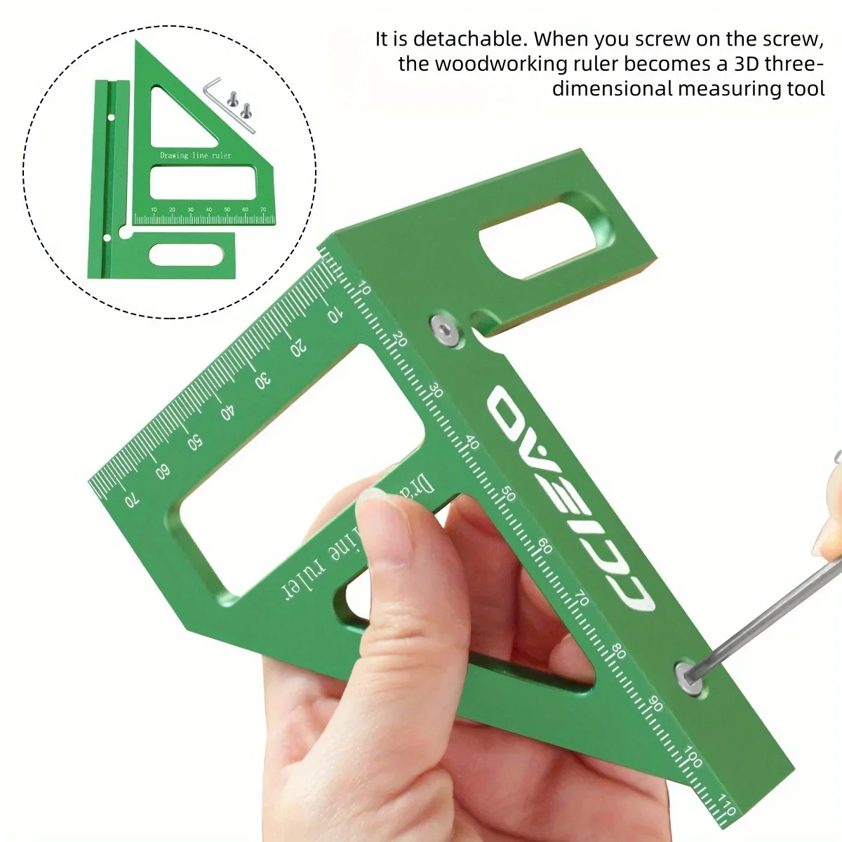 مسطرة قياس متعددة الزوايا ثلاثية الأبعاد مربعة النجار، موضع الثقب عالي الدقة 22.5 ° -90 °   مسطرة مربعة لأعمال النجارة من سبائك الألومنيوم