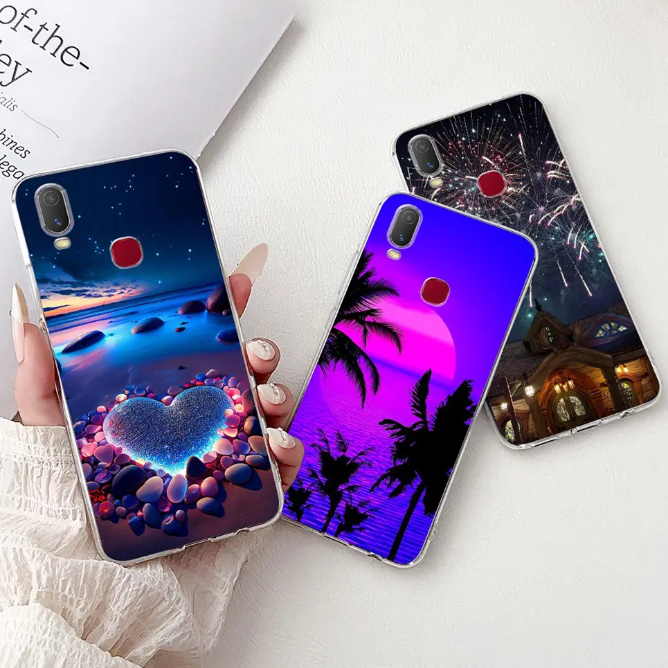 حافظة لهاتف Vivo Y11 2019 / Vivo Y12i 1906 غطاء خلفي من السيليكون الناعم الشفاف من البولي يوريثان الحراري كارتون كوكيز