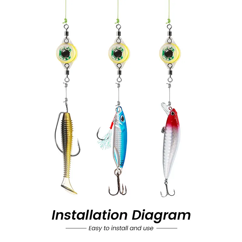 Bazooka-Mini lámpara LED de atracción de peces, verde y rojo de pesca de calamar señuelo, luminoso bajo el agua, atraer cebo de invierno de noche de