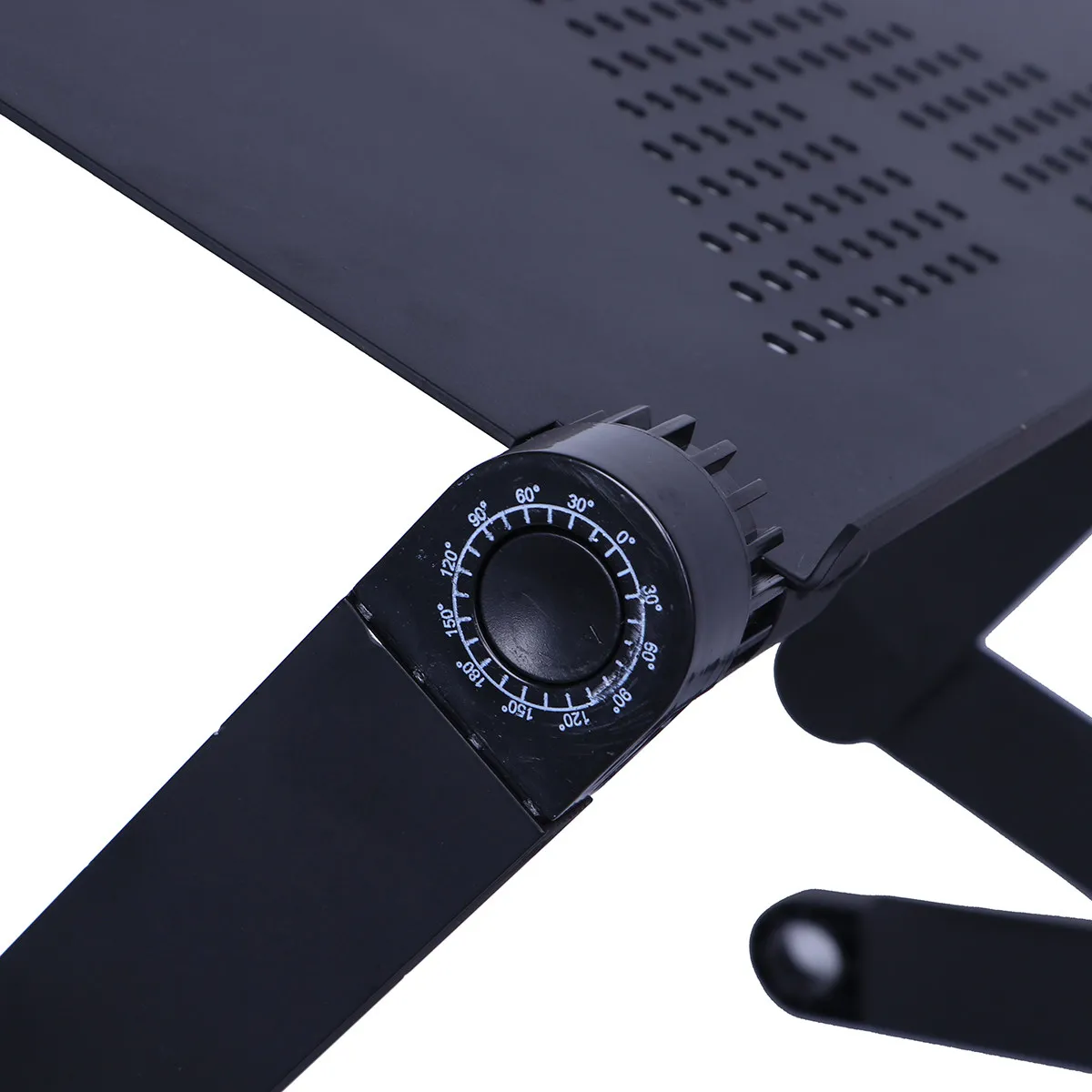 Picture 6: Premium Aluminum Alloy Folding Laptop Desk Bed Table for Home Office Camping Picnic Breakfast Dinner Serving Mobile Phone Groove
