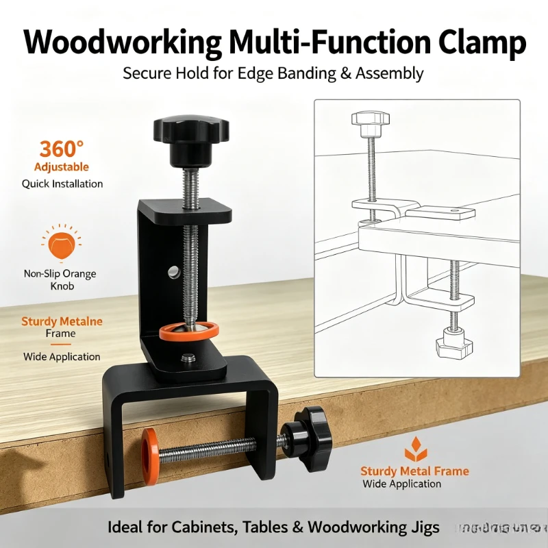 360° Rotatable Multi-Face Woodworking Clamp Jig Adjustable Splicing Holding Fixture Multi-Angle DIY Panel Fixing Clamping Tool