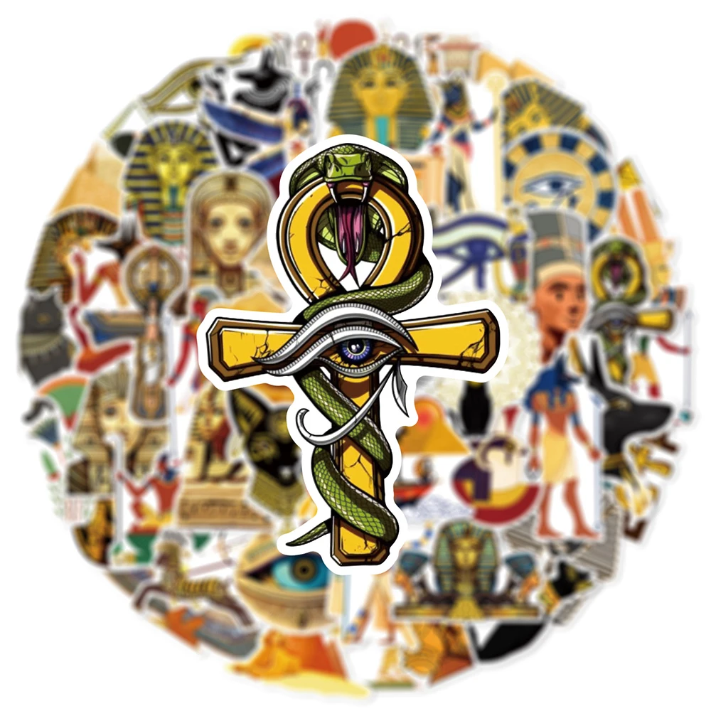 10/30/50pcs Ancient Egypt Retro Civilization Cartoon Stickers Cool Pharaoh Pyramid Decal Luggage Laptop Phone Decoration Sticker - Image 4