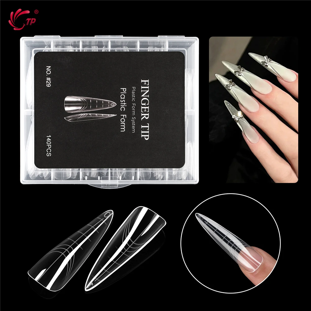 BNG 140 قطعة البيضاوي اللوز العلوي قوالب تمديد الأظافر مجموعة أدوات العناية بالأظافر غطاء كامل أشكال ذكية قابلة لإعادة الاستخدام أشكال مزدوجة 14 أحجام 3 نمط #6